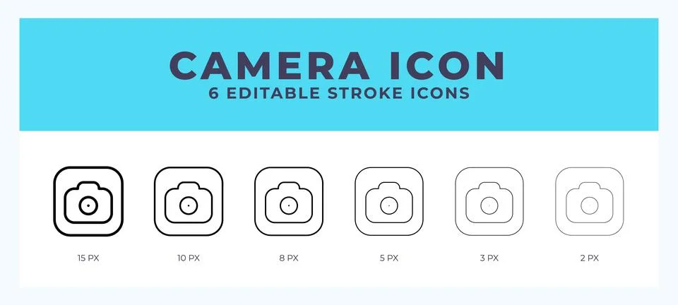 Camera icon illustration vector with editable stroke. Stock Illustration