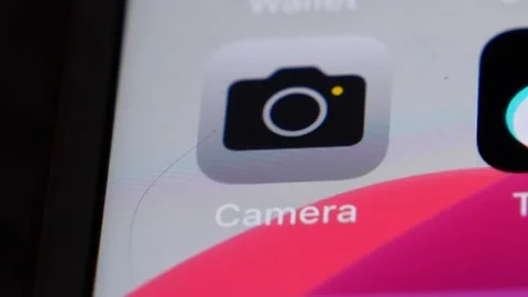 Camera icon on iphone screen Stock Footage 162423343