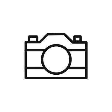 Camera icon linear vector graphics sign Stock Illustration
