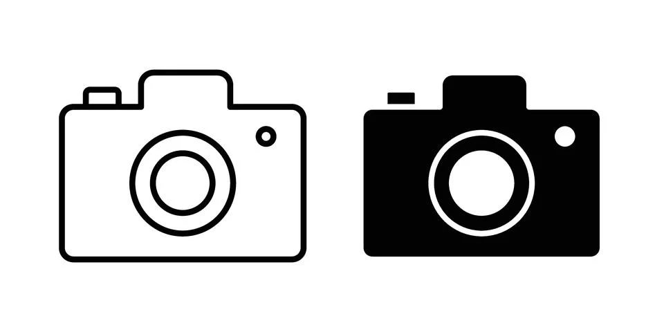 Camera icon linear versions pack on white background 스톡 일러스트