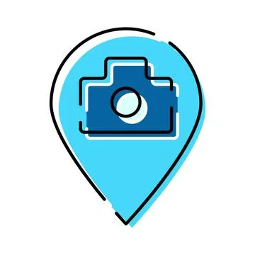 Camera icon in location map pin symbol Stock Illustration