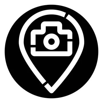 Camera icon in a location pin marker Stock Illustration
