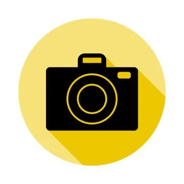 Camera icon in long shadow style Stock Illustration