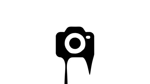 Camera Icon Melting Footage in Black and White Dynamic Animation Stock Footage 327761633