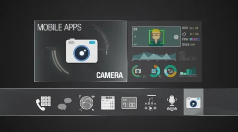 Camera icon for mobile application contents. Digital display application. Stock Footage 59218545