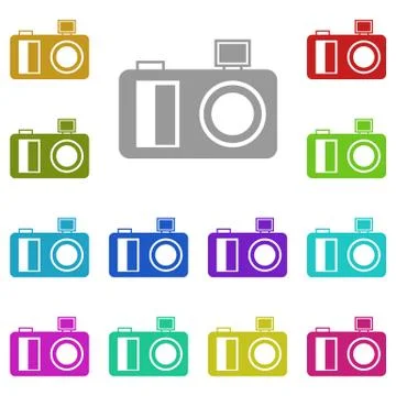 Camera icon in multi color. Simple glyph vector of summer set for UI and UX,  Stock Illustration