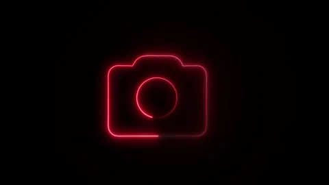 Camera icon with neon glowing loop animation. Stock Footage 317307146