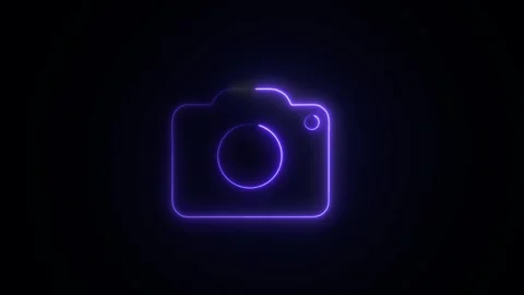 Camera icon with neon glowing loop animation. Stock Footage 317307157