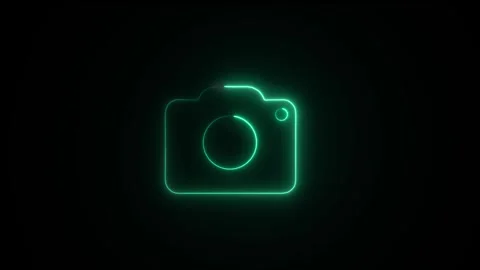 Camera icon with neon glowing loop animation. Stock Footage 317307165