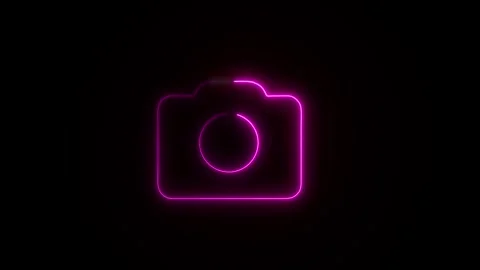 Camera icon with neon glowing loop animation. Stock Footage 317307166