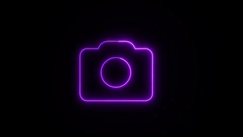 Camera icon with neon glowing loop animation. Stock Footage 317307167