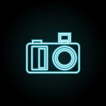 Camera icon in neon style. Simple thin line, outline vector of Summer icons f Illustrazione stock