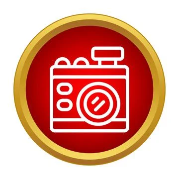 Camera icon in red and gold circle frame 스톡 일러스트