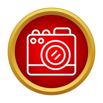 Camera icon in red and gold circle outlining photography Stock Illustration
