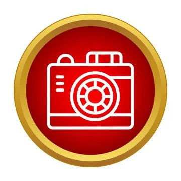 Camera icon in red and gold circle frame Stock Illustration