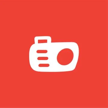 Camera Icon On Red Background. Red Flat Style Vector Illustration. Stock Illustration