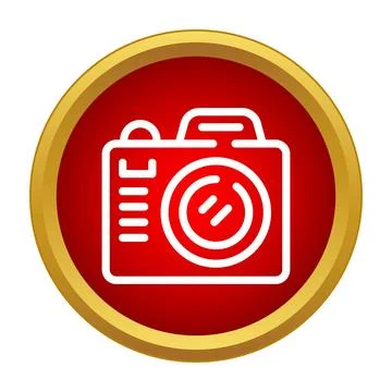 Camera icon in a red button design Stock Illustration