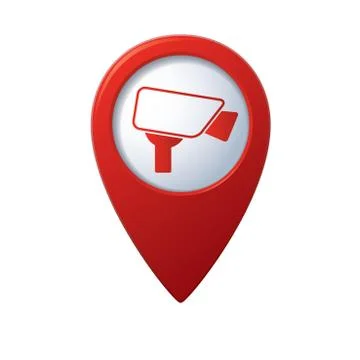 Camera icon red map pointer Stock Illustration