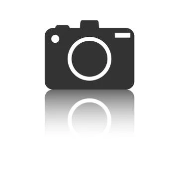 Camera icon with reflection effect on white background. Flat vector illustrat イラスト素材
