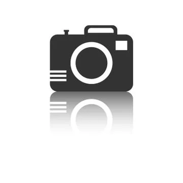 Camera icon with reflection effect on white background. Flat vector illustrat イラスト素材