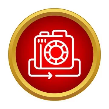 Camera icon with refresh arrow symbolizing multimedia update Stock Illustration