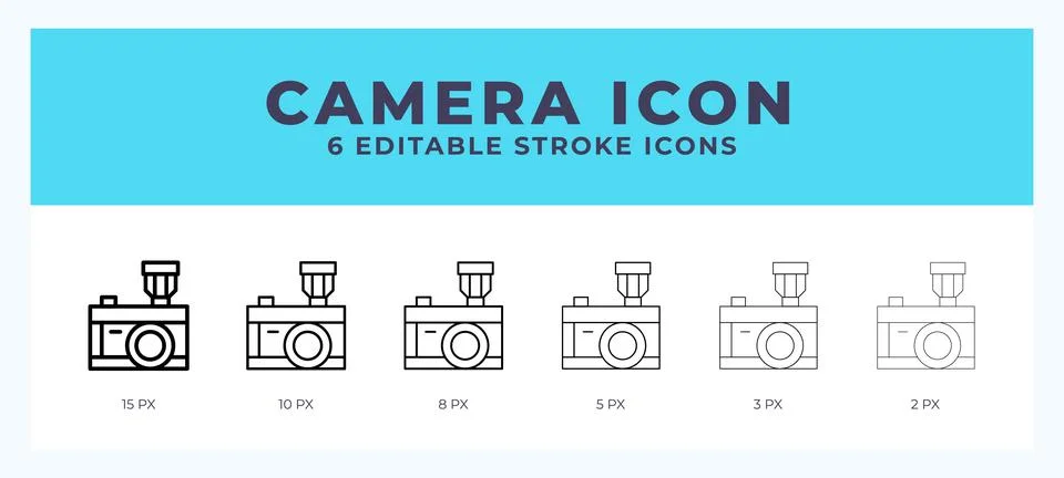 Camera icon. Regular line. Thin line. Bold line. Vector illustration. Illustrazione stock