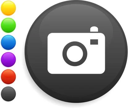 Camera icon on round internet button Stock Illustration