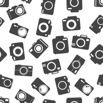Camera icon seamless pattern background. Business flat vector illustration. P Stock Illustration