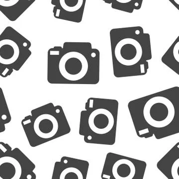 Camera icon seamless pattern background. Business flat vector illustration. P Stockillustratie
