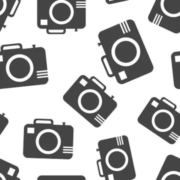 Camera icon seamless pattern background. Business flat vector illustration. P Stockillustratie