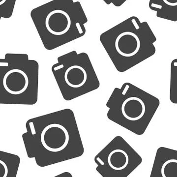 Camera icon seamless pattern background. Business flat vector illustration. P Illustrazione stock
