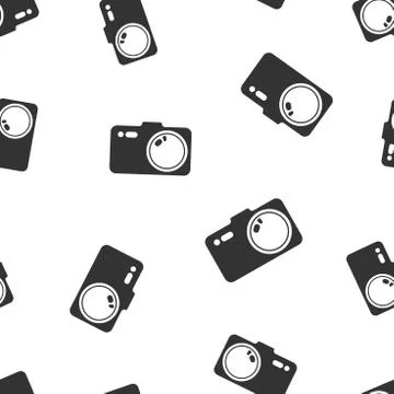 Camera icon seamless pattern background. Business flat vector illustration. P Illustrazione stock