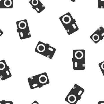 Camera icon seamless pattern background. Business flat vector illustration. P Stock Illustration