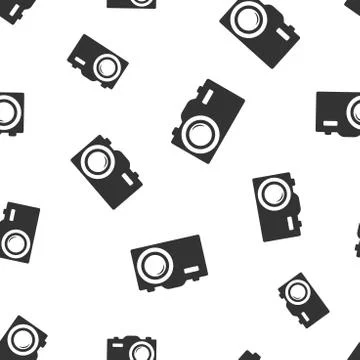 Camera icon seamless pattern background. Business flat vector illustration. P Stock Illustration