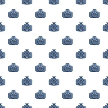 Camera icon seamless pattern on white background Stock Illustration