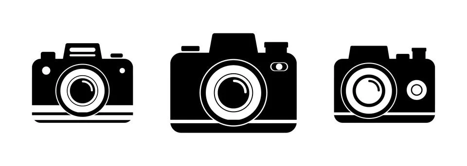 Camera icon set. Colored flat style vector design Stock Illustration