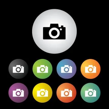 Camera icon set Illustrazione stock