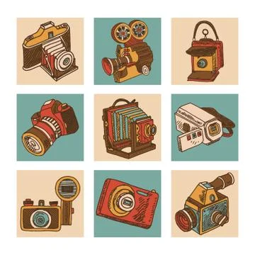 Camera Icon Set Stockillustratie
