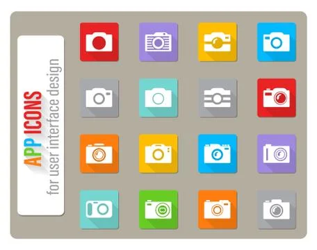 Camera icon set Stock Illustration