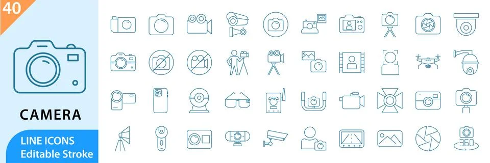 Camera icon set Stock Illustration