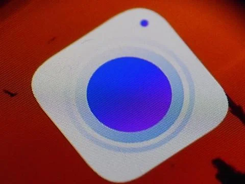 Camera Icon on Smart Phone Screen - Macro photography Stock Photos
