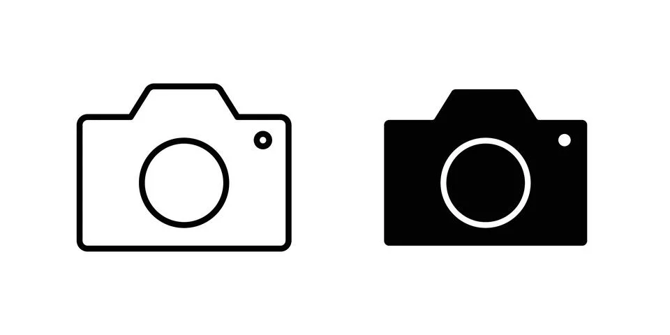 Camera icon solid, line, and editable vector set. 스톡 일러스트