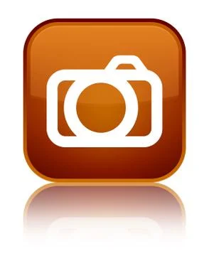 Camera icon special brown square button Stock Illustration