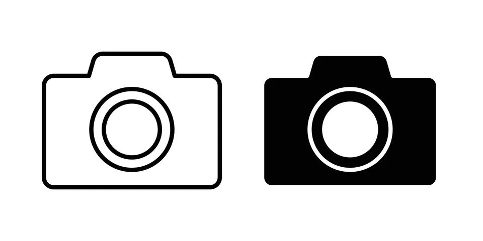 Camera icon thin line and clipart style vector set 스톡 일러스트