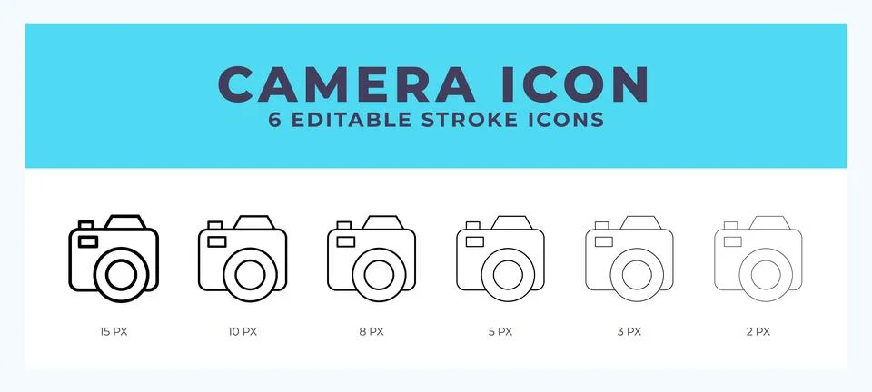 Camera icon in thin line. Bold line. Regular line. Editable stroke. Stock Illustration