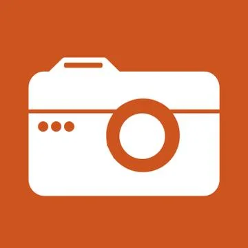 Camera icon in trendy flat style isolated on red background. Vector illustration Stock Illustration