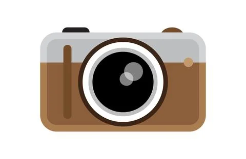 Camera icon in trendy flat style, vintage camera device in a cute flat styl.. Stock Illustration