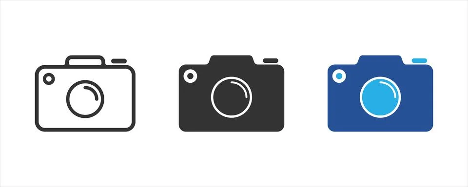 Camera icon vector design set isolated on a white background. Stock Illustration