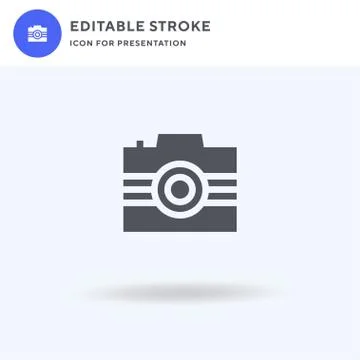 Camera icon vector, filled flat sign, solid pictogram isolated on white, logo Illustrazione stock