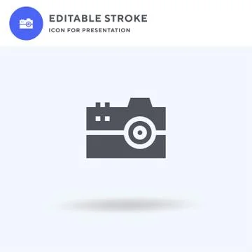 Camera icon vector, filled flat sign, solid pictogram isolated on white, logo Illustrazione stock